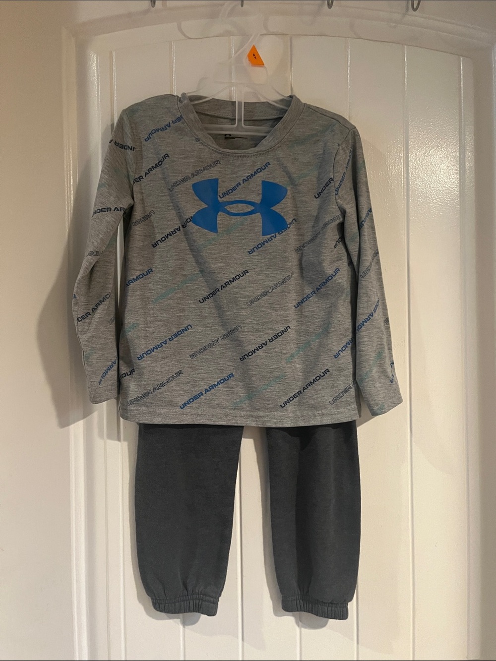 Under Armour Grey Long-Sleeve Tee with Blue Logo